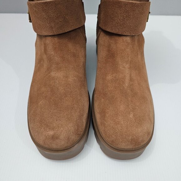 Michael Michael Kors Perry Moto Boot Womens 10 Brown Suede Combat Lug Sole - Picture 5 of 15